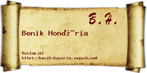 Benik Honória névjegykártya